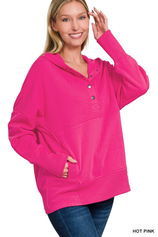 Snap & Cozy Fleece Hoodie