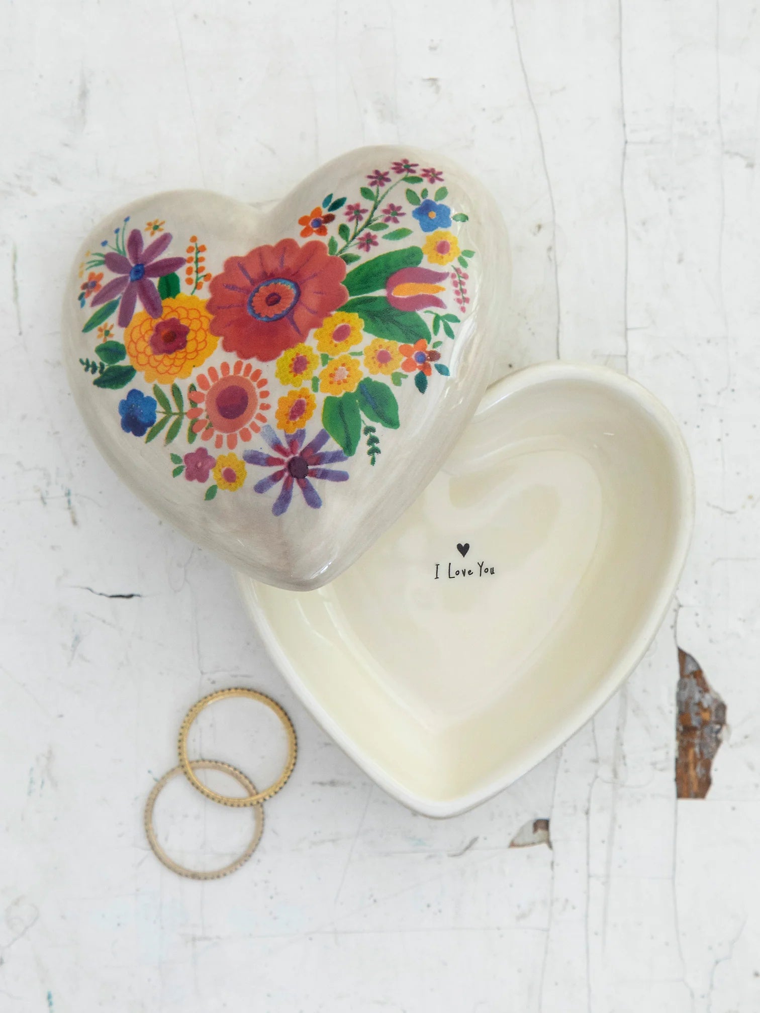 Ceramic Heart Trinket Box - I Love You