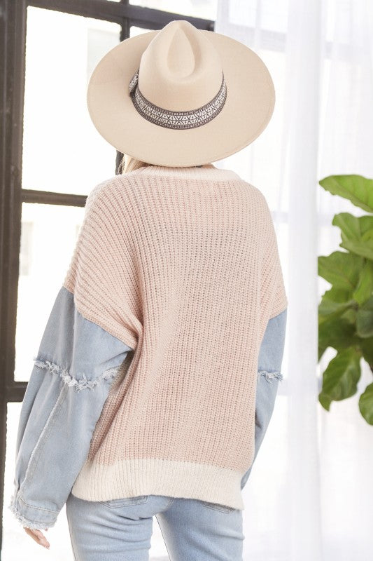 Color Block Denim Sweater