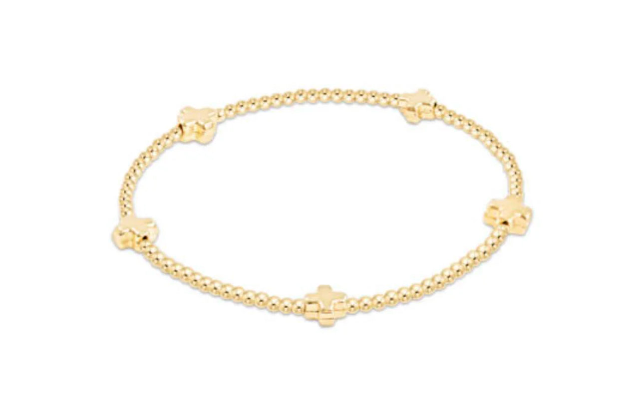 Signature Cross Small Gold 2mm Bead Bracelet Gold