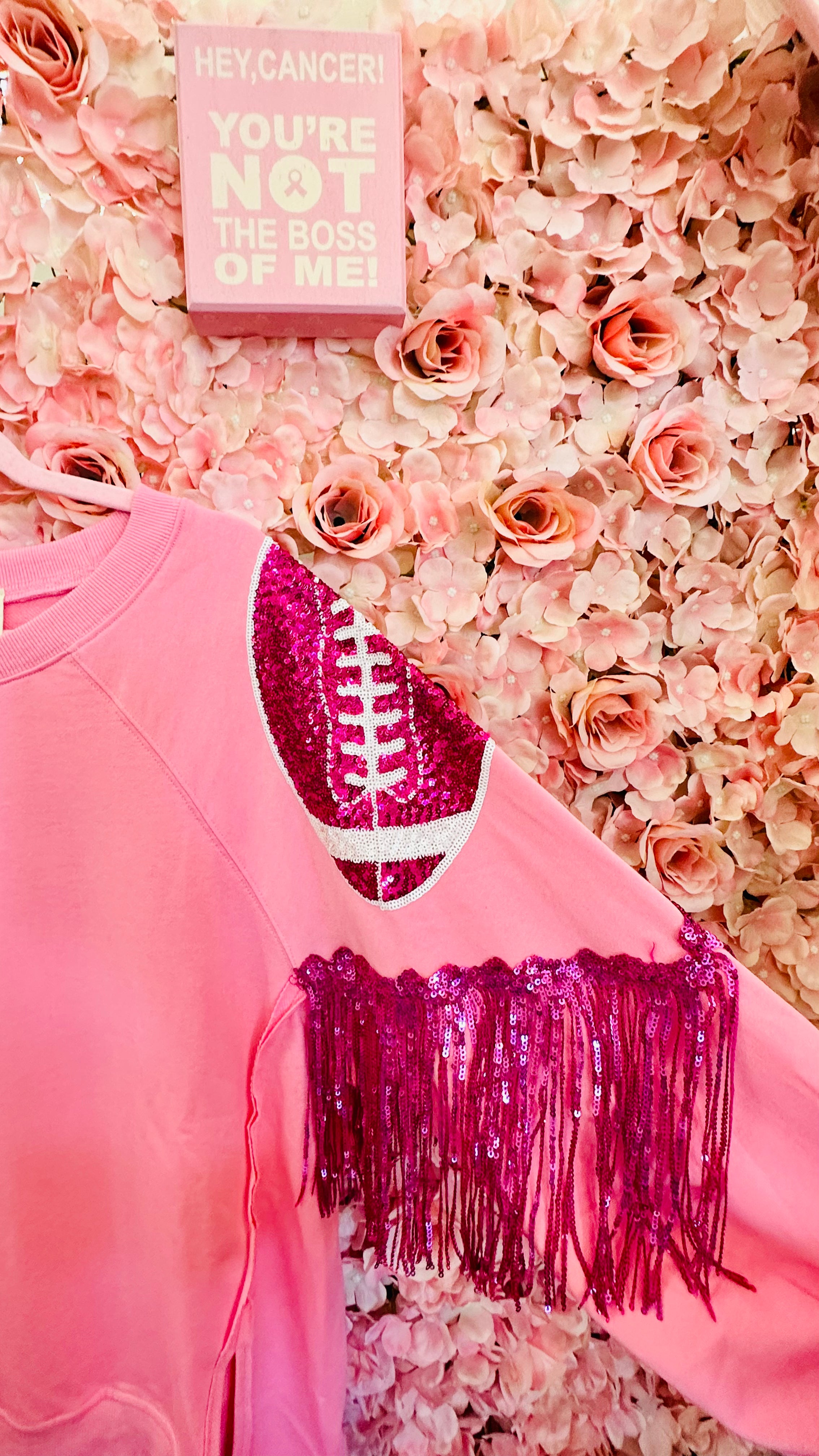Pink Sequin Football Game Day Shirt