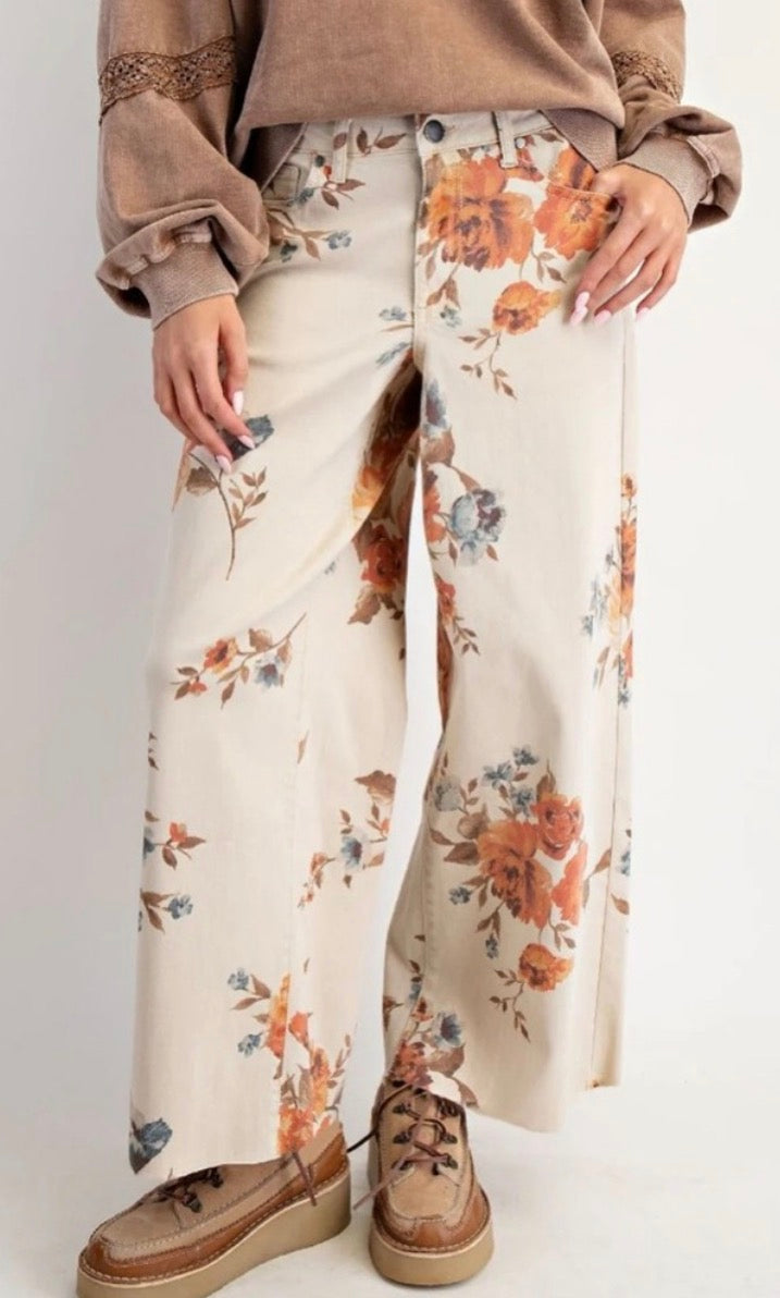 Falling For Florals Denim Pants