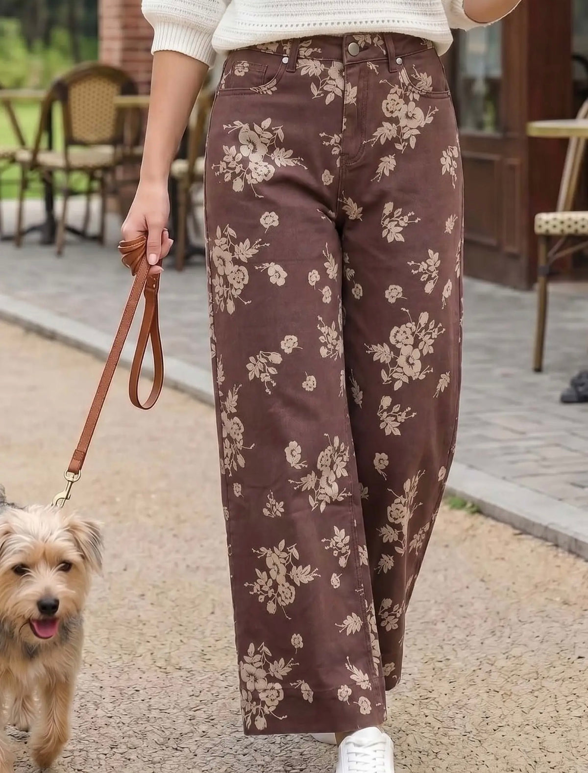 Floral Print Straight Pants