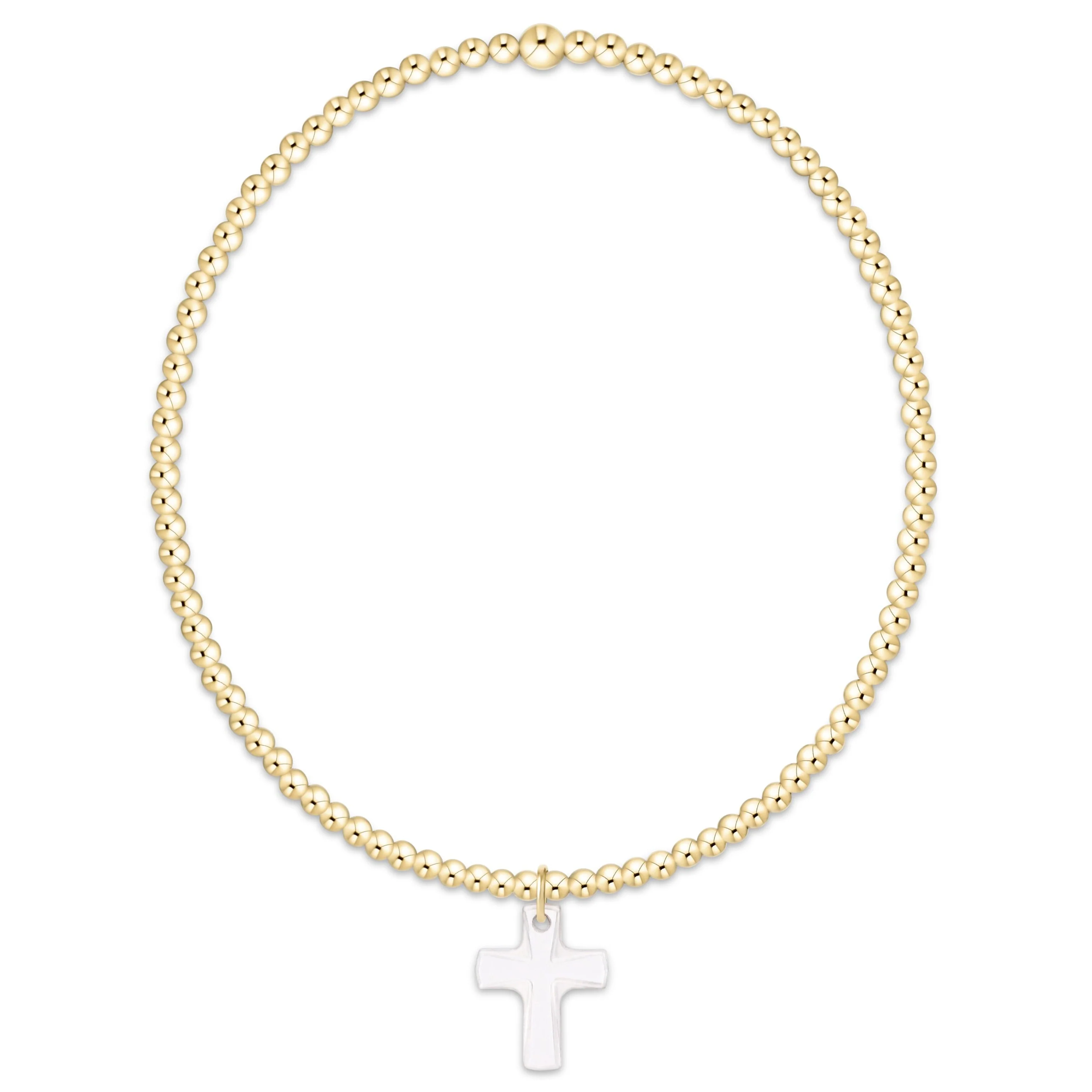 classic gold 2mm bracelet - blessed crystal charm