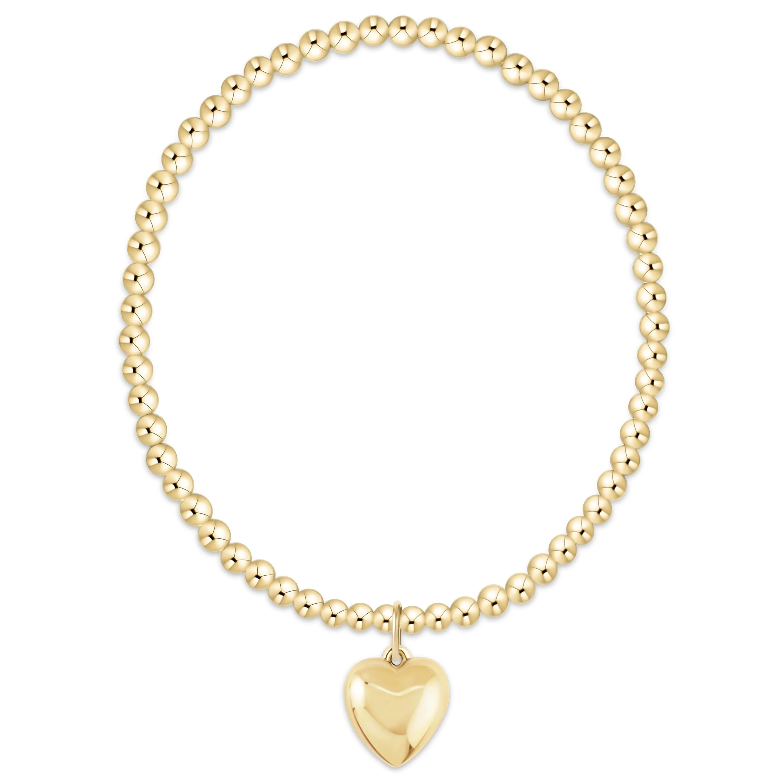 classic gold 3mm bracelet - love plush gold charm