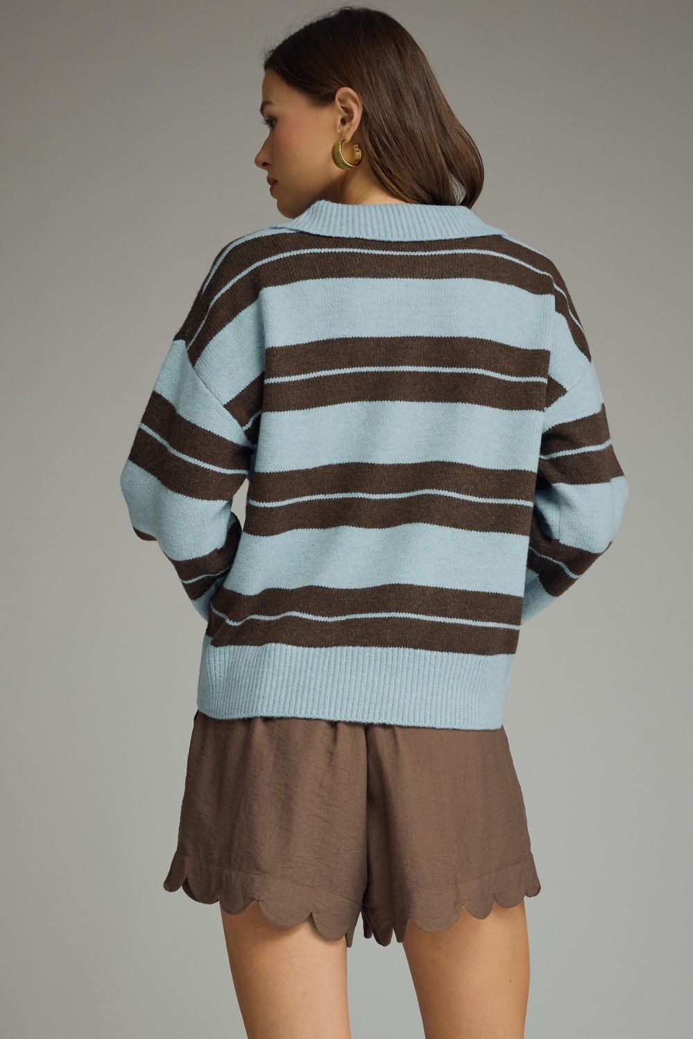 Blue Skies and Mocha Striped Sweater