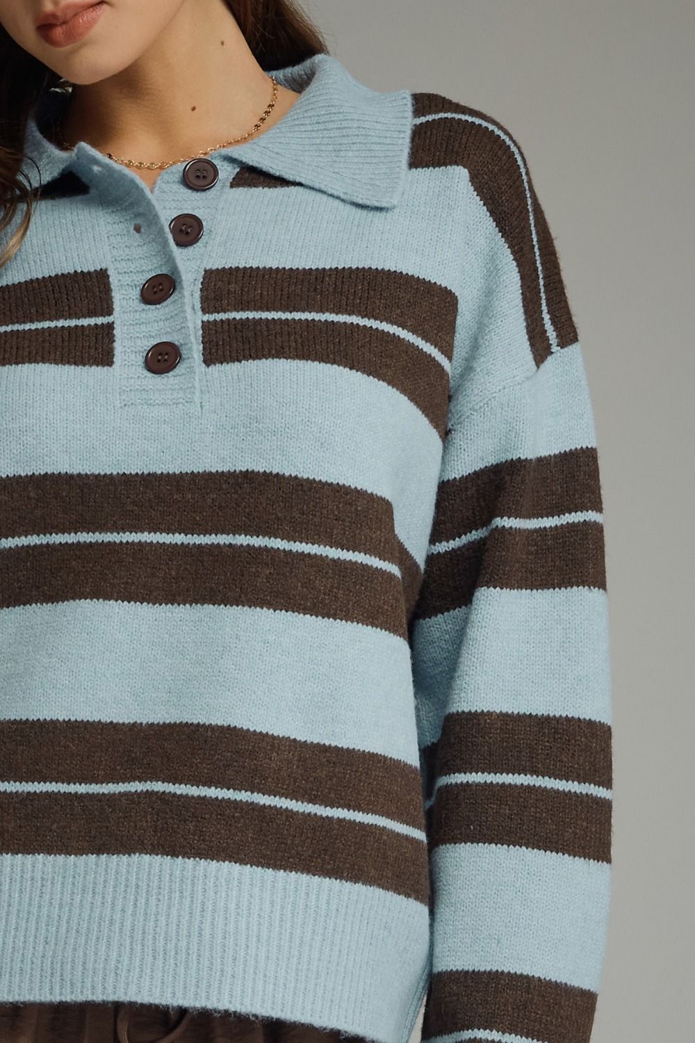 Blue Skies and Mocha Striped Sweater