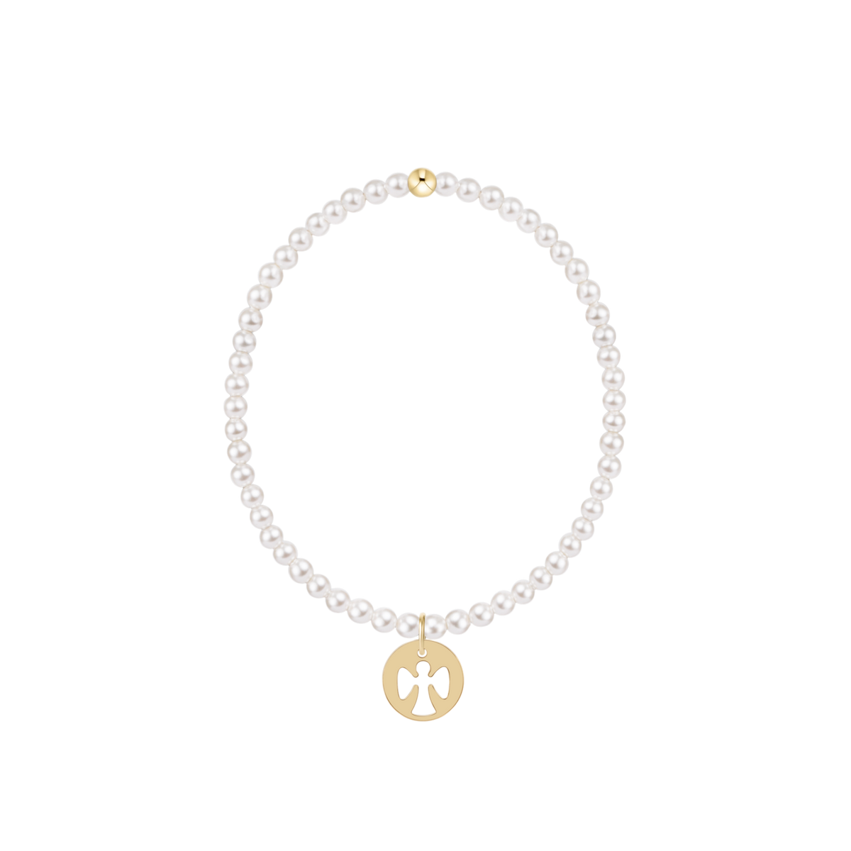 Classic Pearl 3mm Bracelet - Guardian Angel Gold Disc