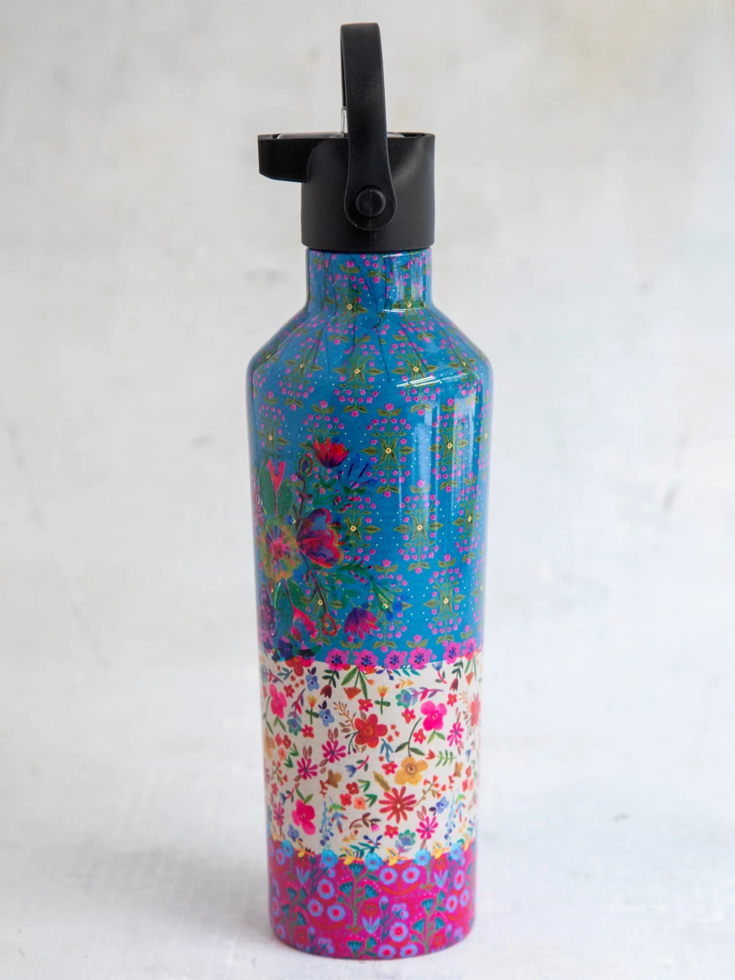 On The Go Water Bottle - Floral Border