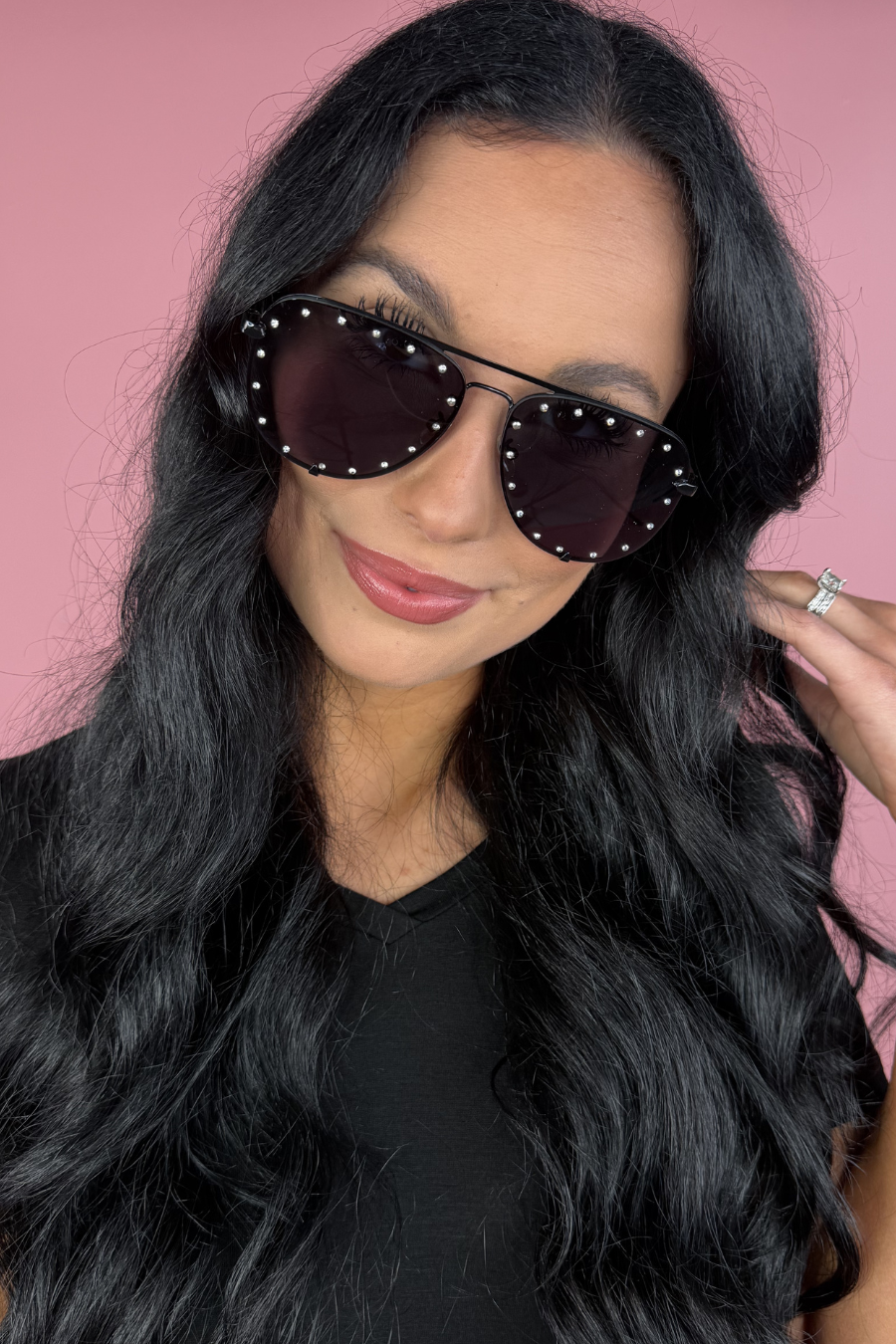 Hollywood Studded Aviator Sunglasses