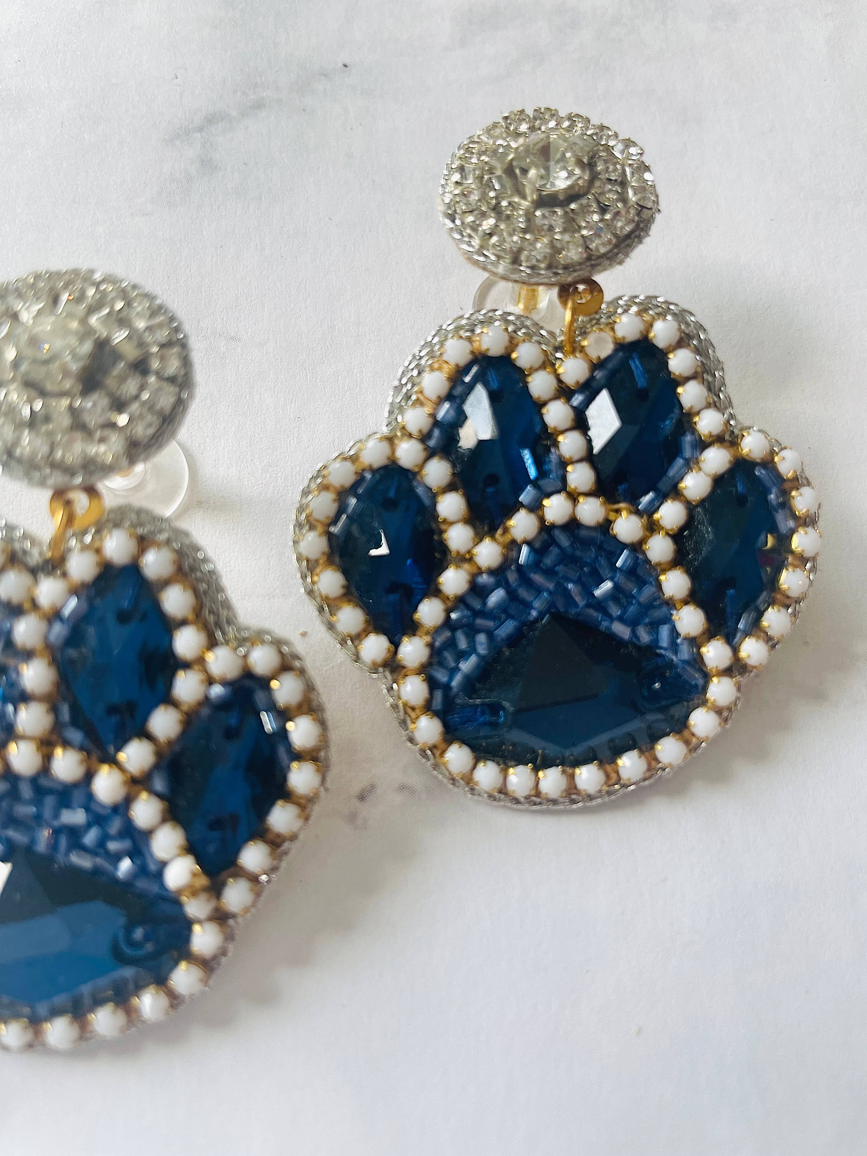 Paw Beaded Earrings Rhinestone