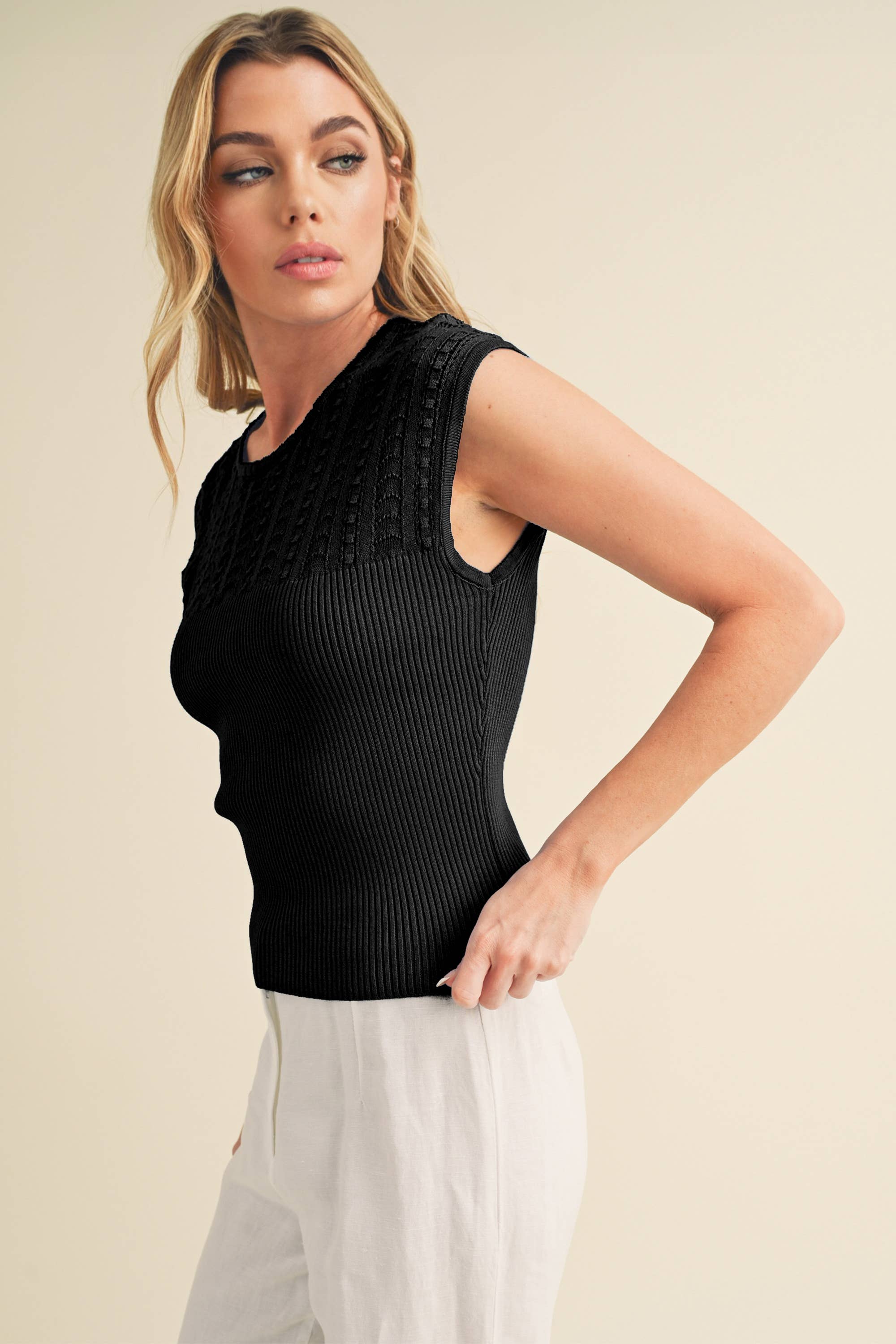 Taria Ribbed Sleeveless  Sweater