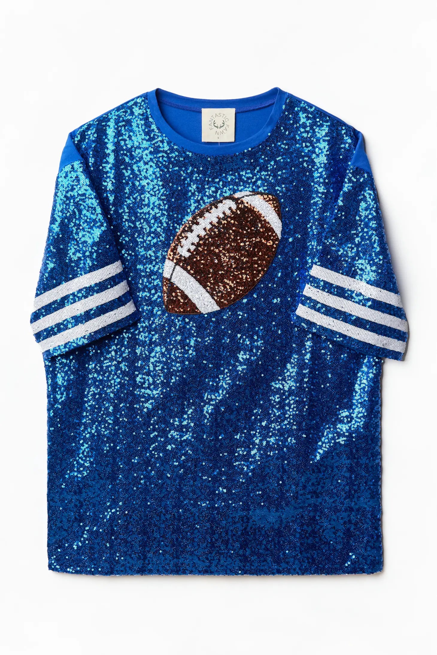 Blue Game Day Football Sequin Shirt Dress