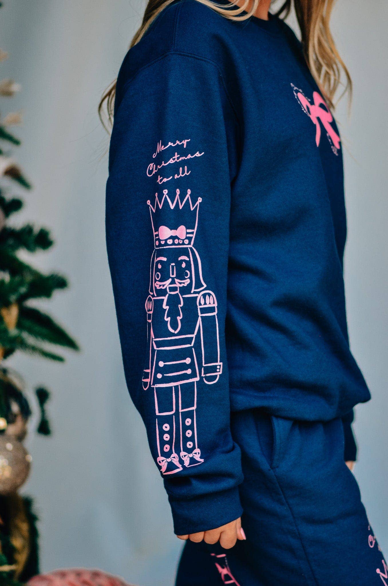 Nutcracker Bows Navy Sweatshirt