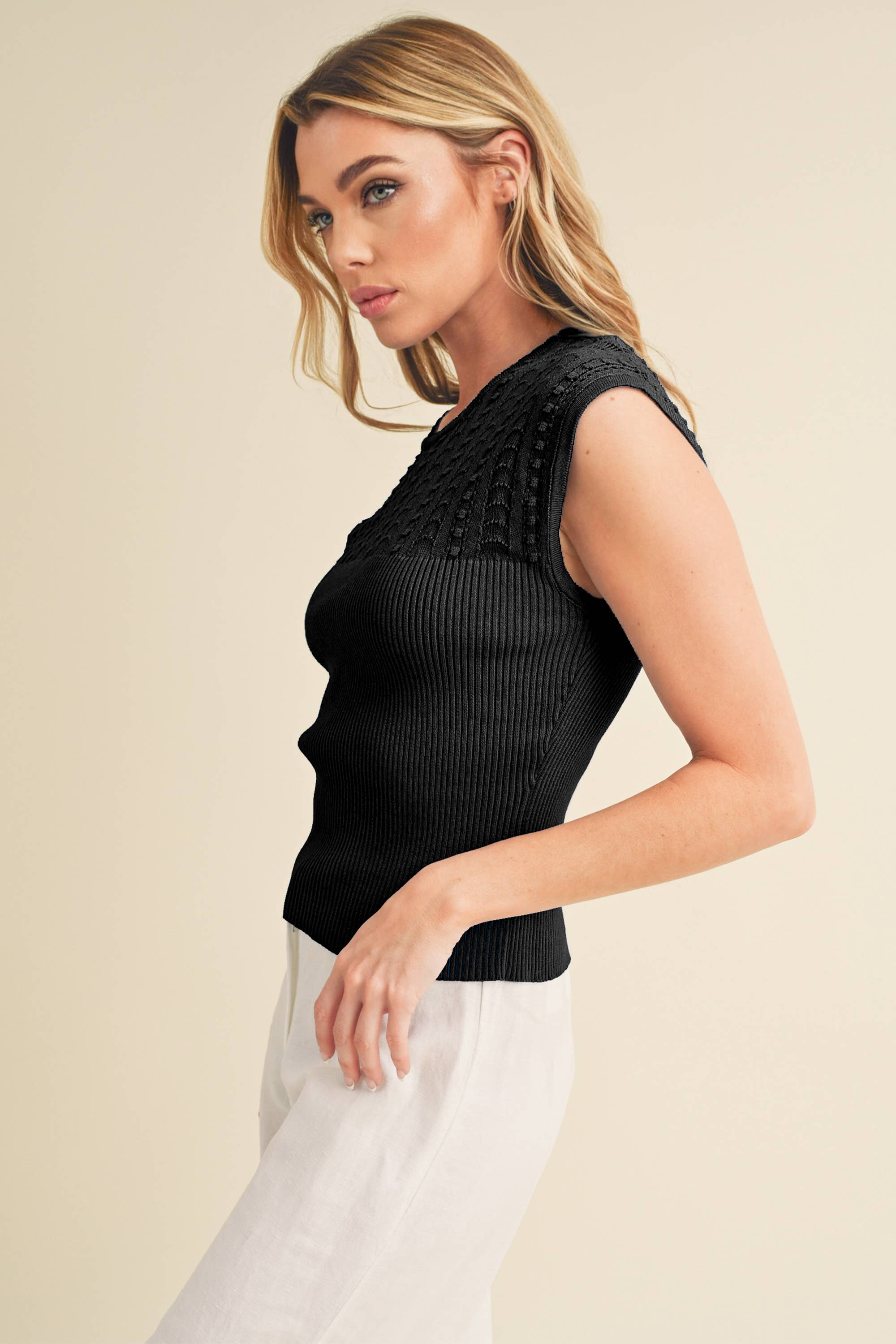 Taria Ribbed Sleeveless  Sweater