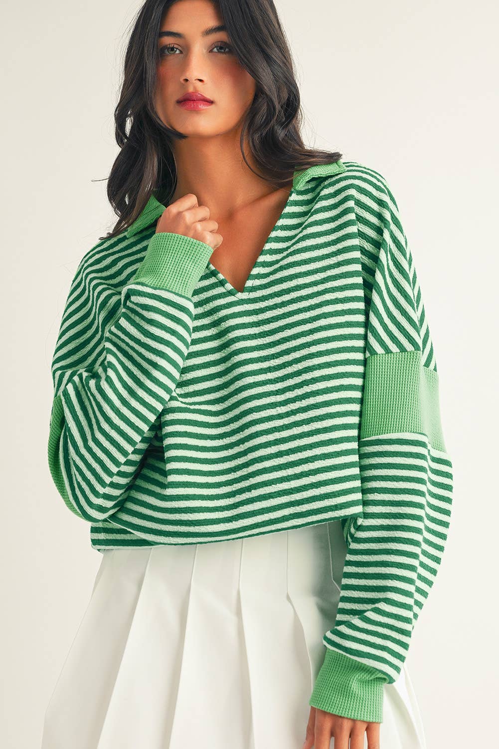 Verdant Stripes Vneck