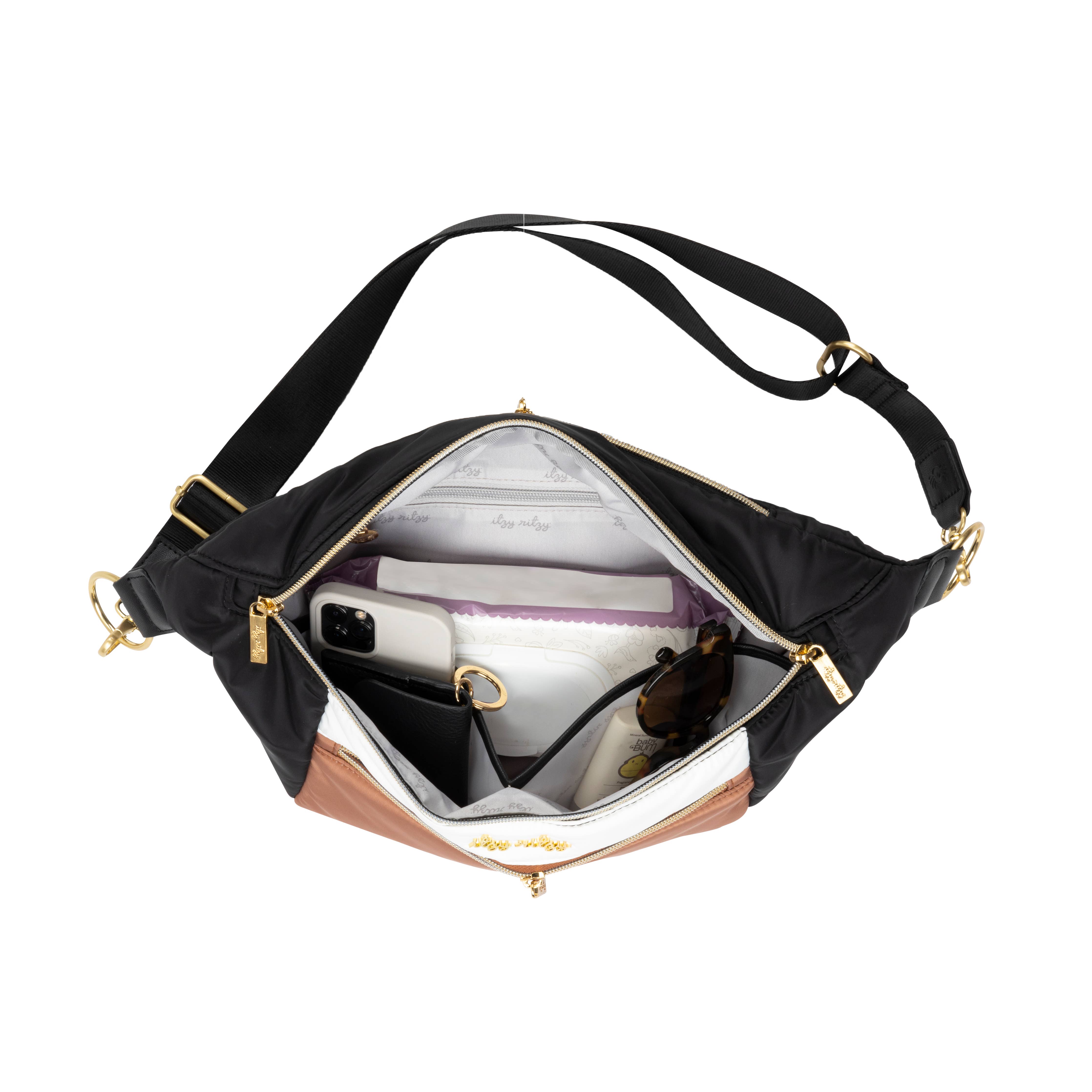 Ritzy Pack  Fanny Pack & Crossbody Diaper Bag: Coffee & Cream