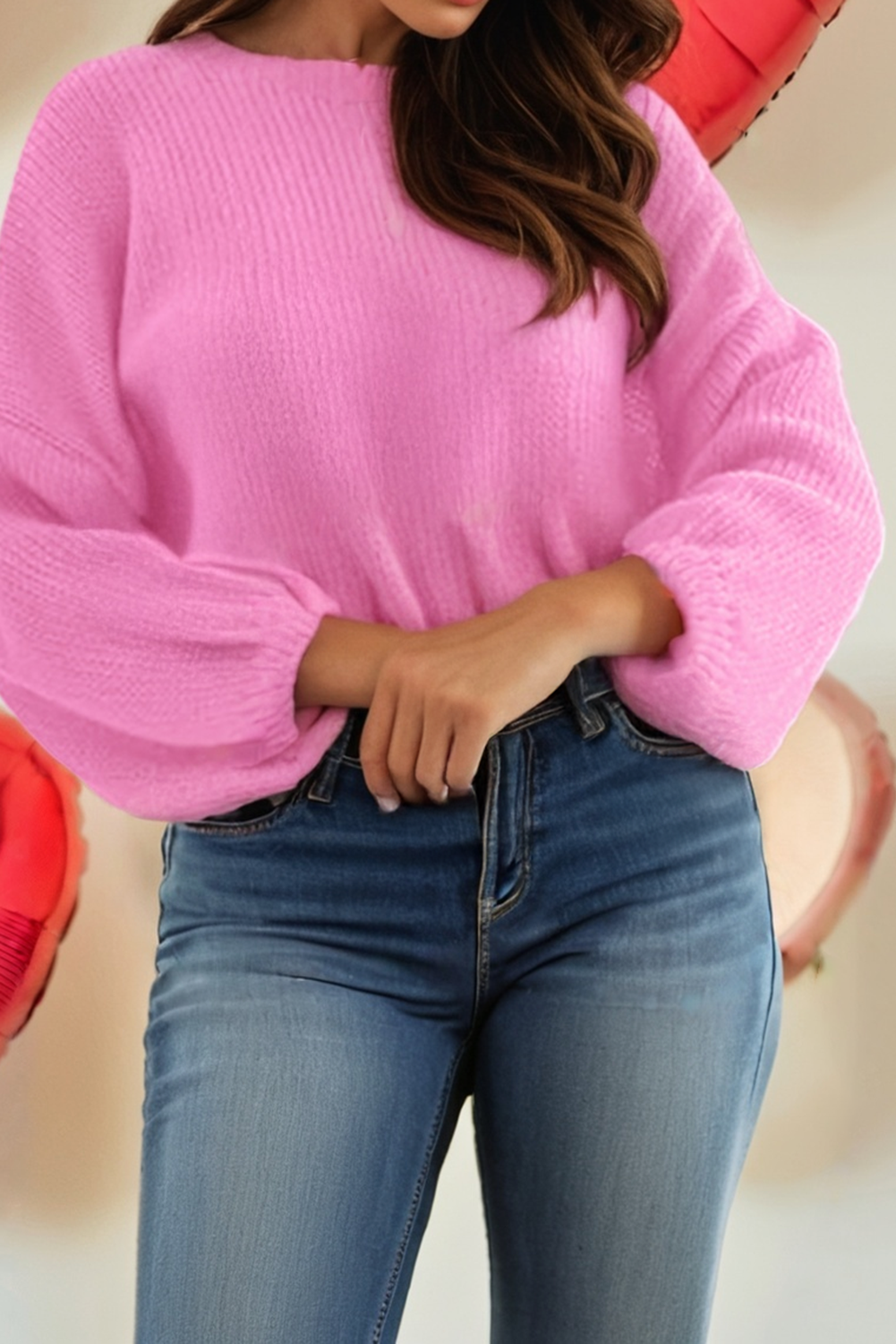 Bow Backless Bubble Sleeve Festive Sweater