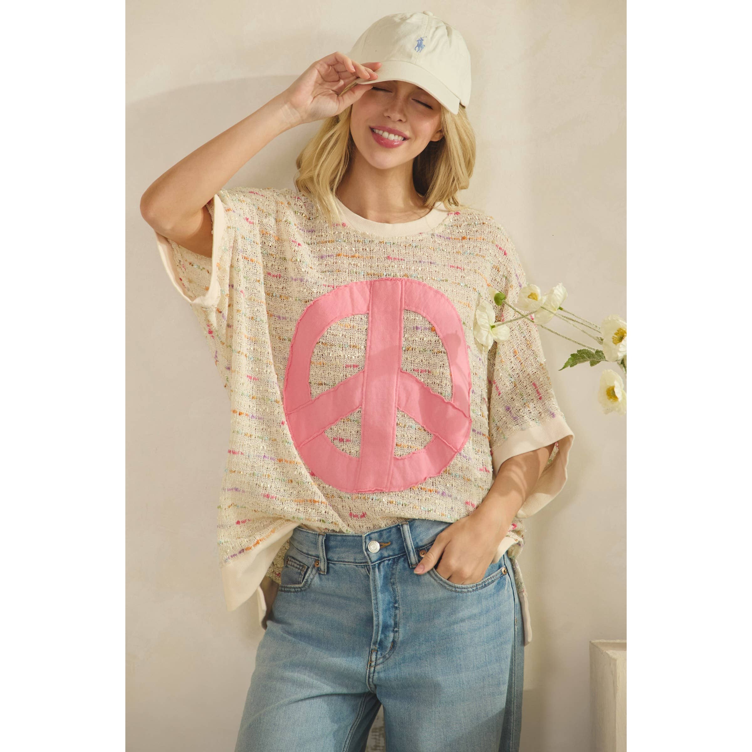 CANDY POP PEACE KNIT TOP