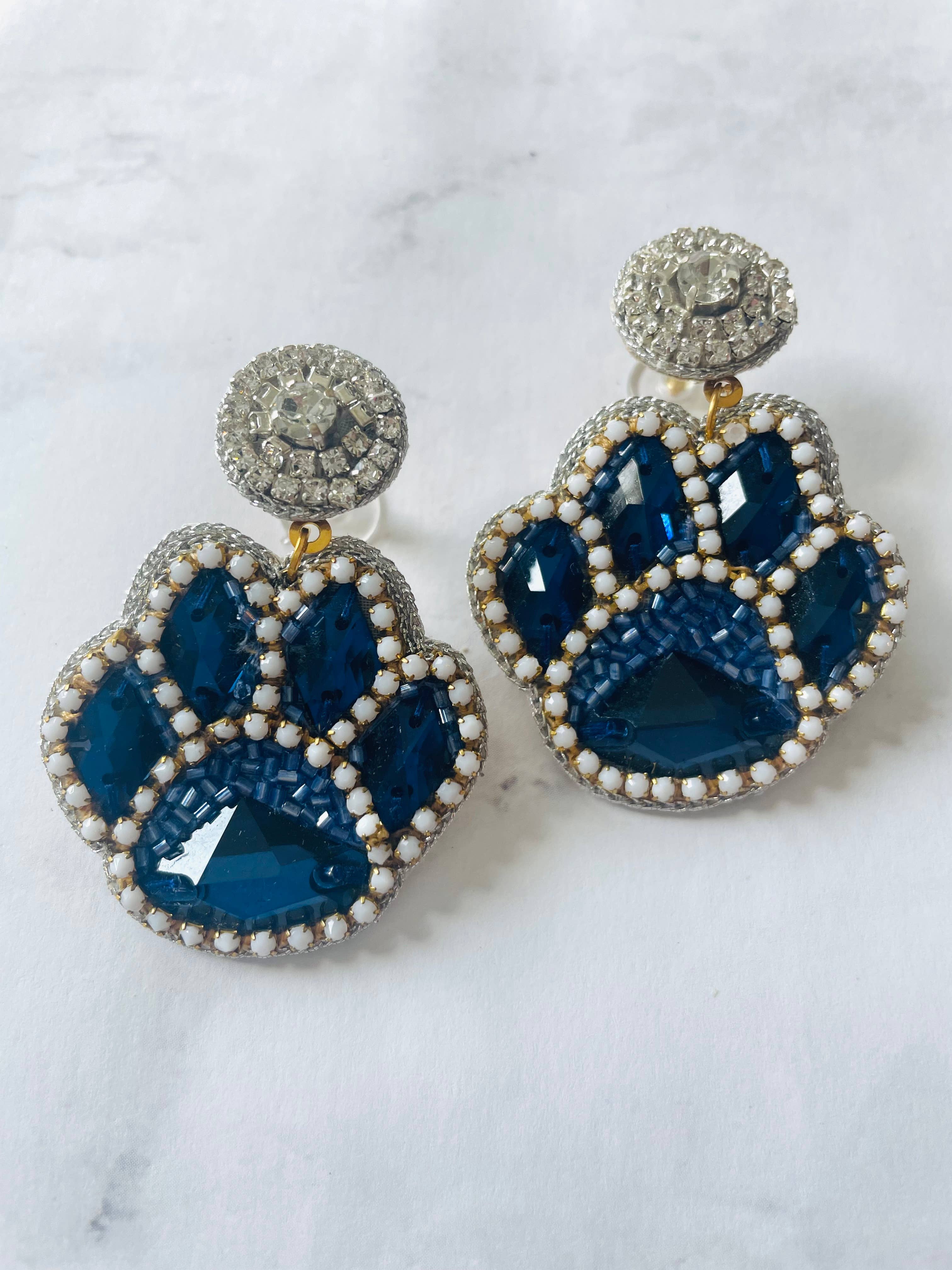 Paw Beaded Earrings Rhinestone
