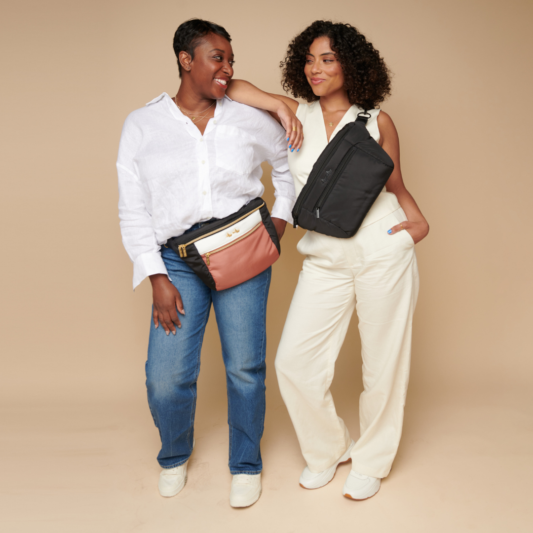 Ritzy Pack  Fanny Pack & Crossbody Diaper Bag: Coffee & Cream