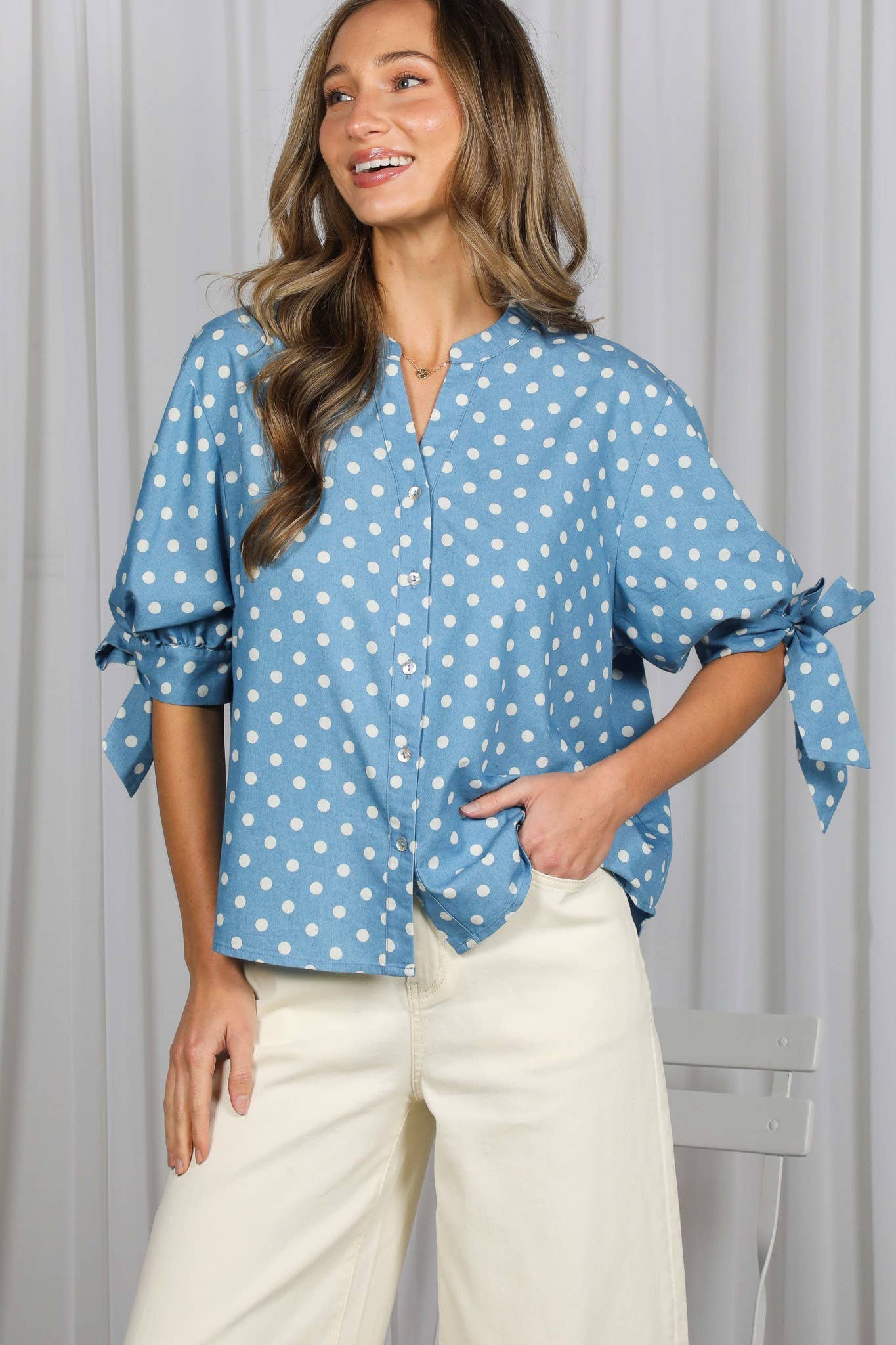 Polka Dot V-Neck Top
