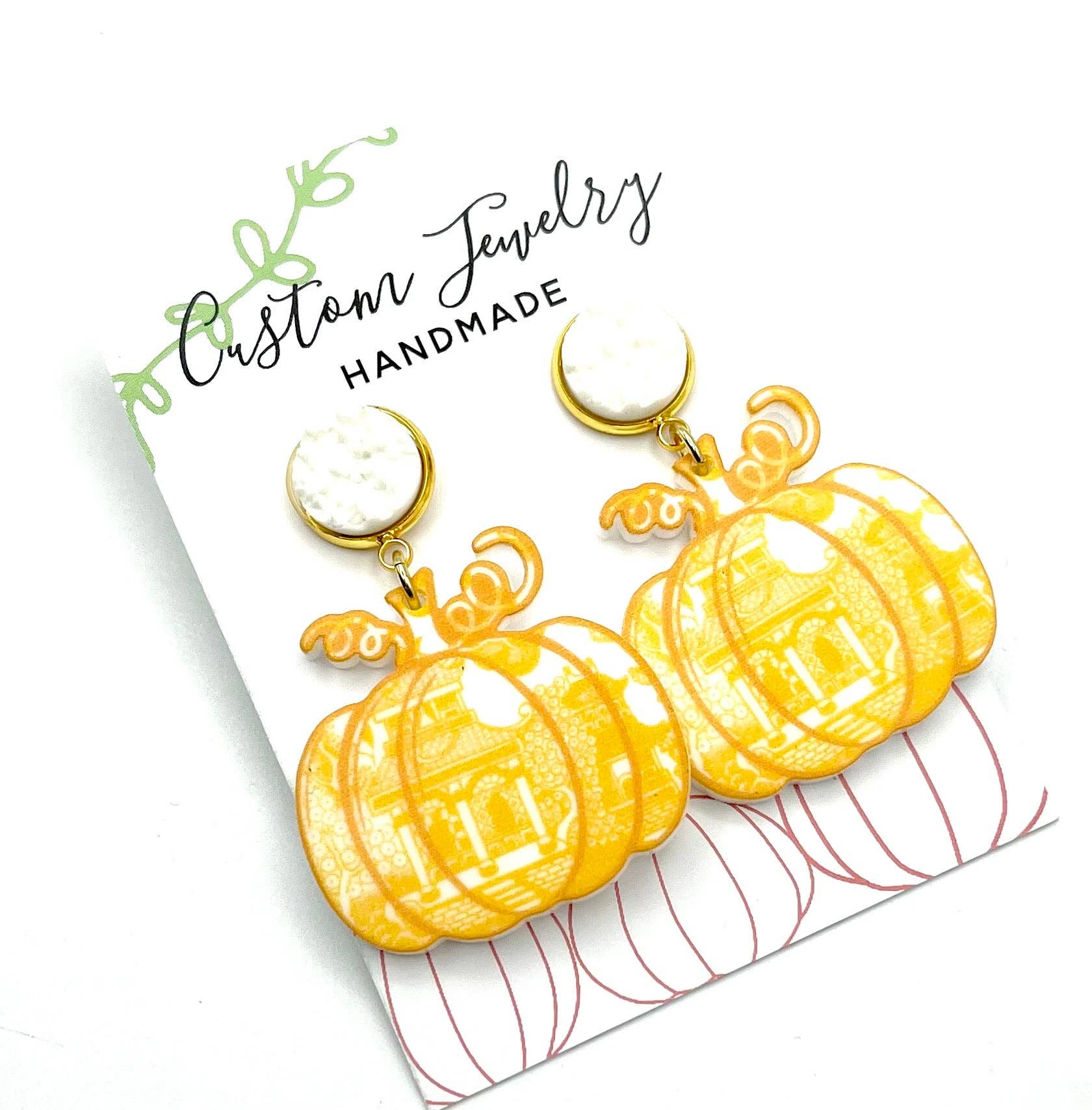 Fall Chinoiserie Pumpkin Earrings