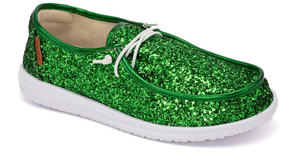 Sparkly Green Slip On Kayak Shoes