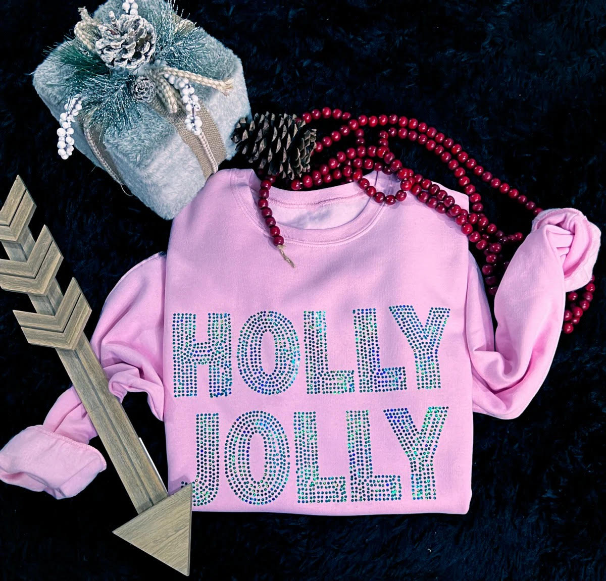 Holly Jolly Pink Spangled Sweatshirt