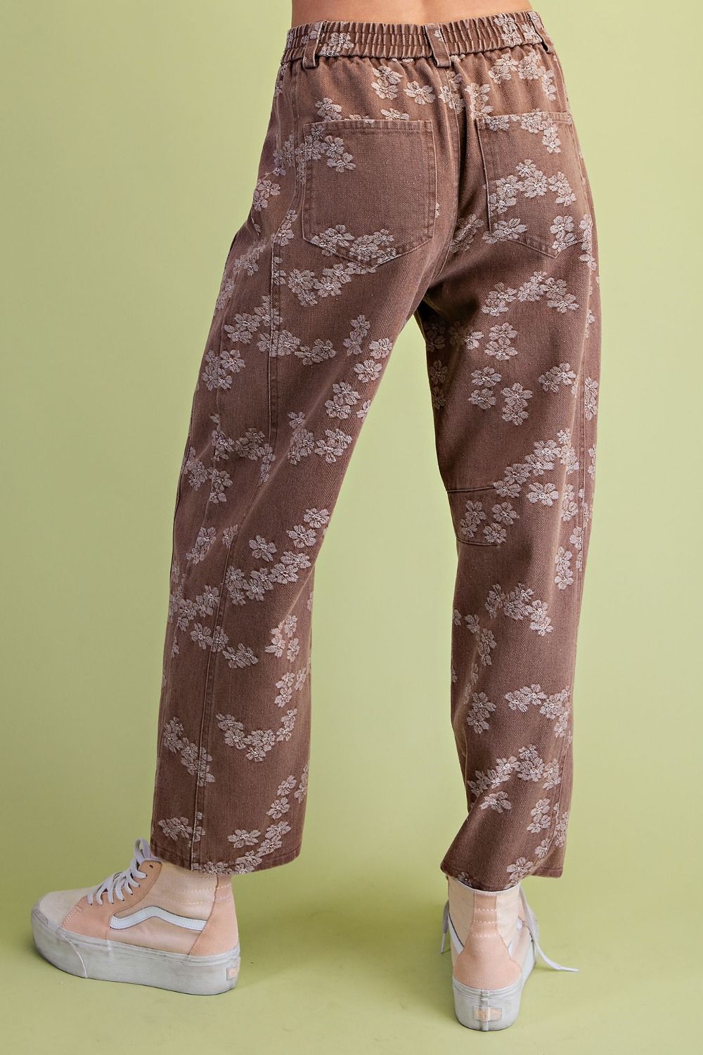 Floral Mocha Barrel Pants