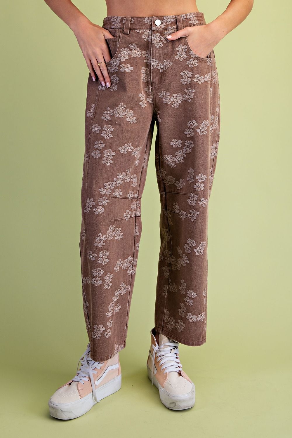 Floral Mocha Barrel Pants