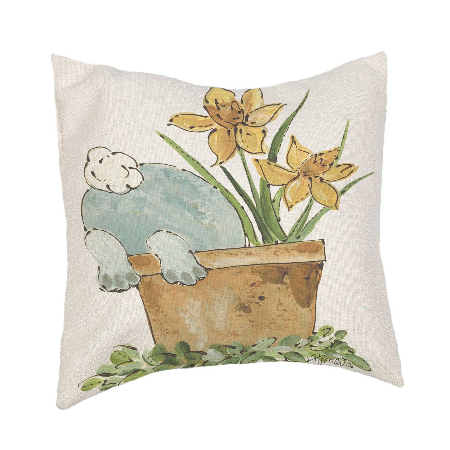 Spring Easter "Bunny Bottom Flower Pot" Pillow