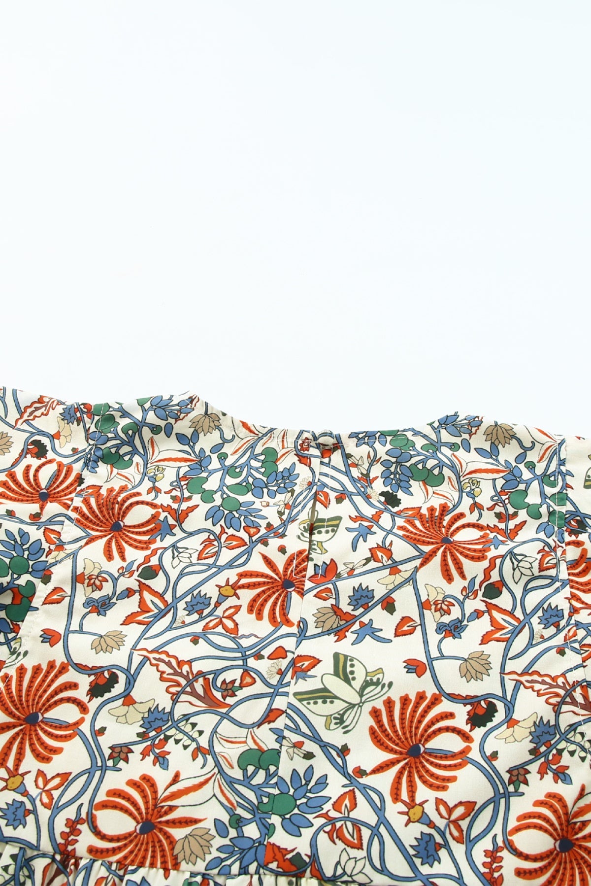 Vintage Floral Shirred Sleeveless Tank Top