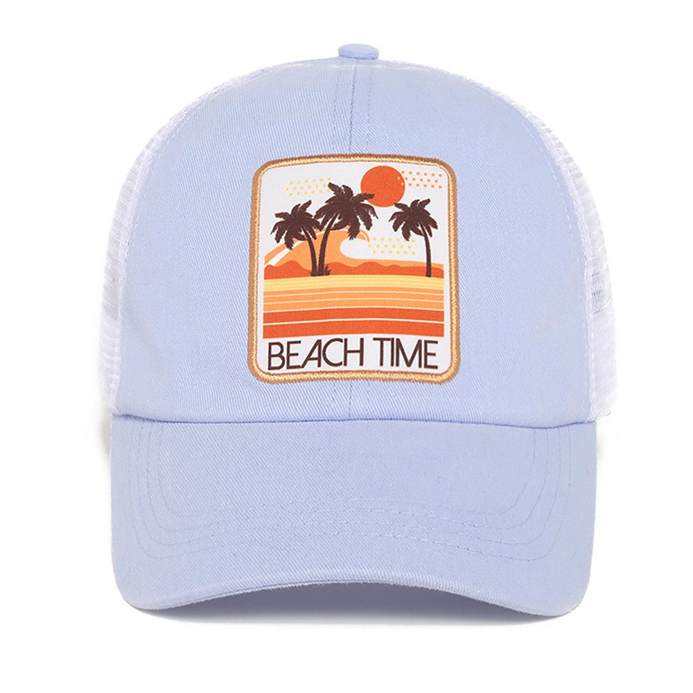 Retro Style 'Beach Time' Mesh Back Baseball Cap