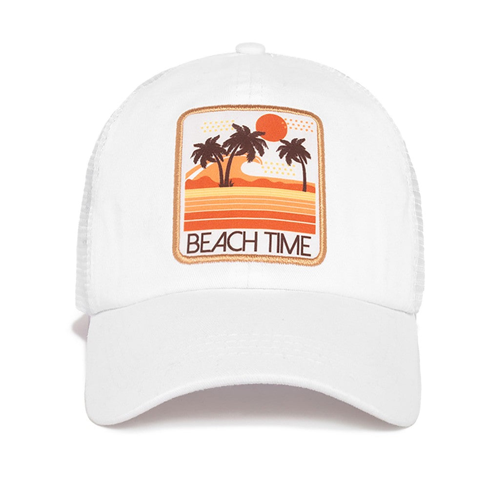 Retro Style 'Beach Time' Mesh Back Baseball Cap