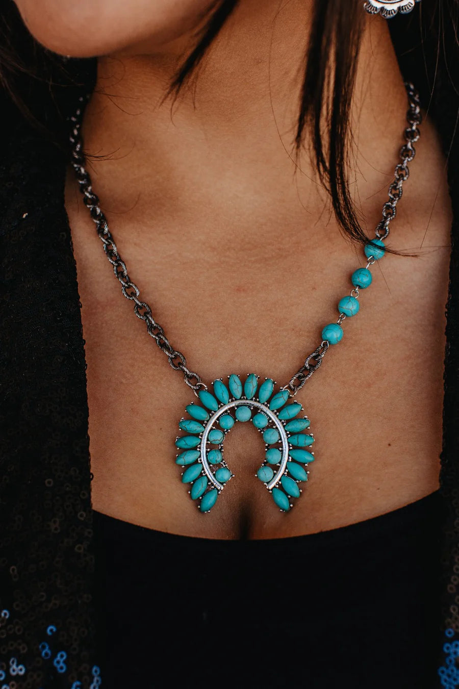 Tell Me About it Silver & Turquoise Blossom Necklace