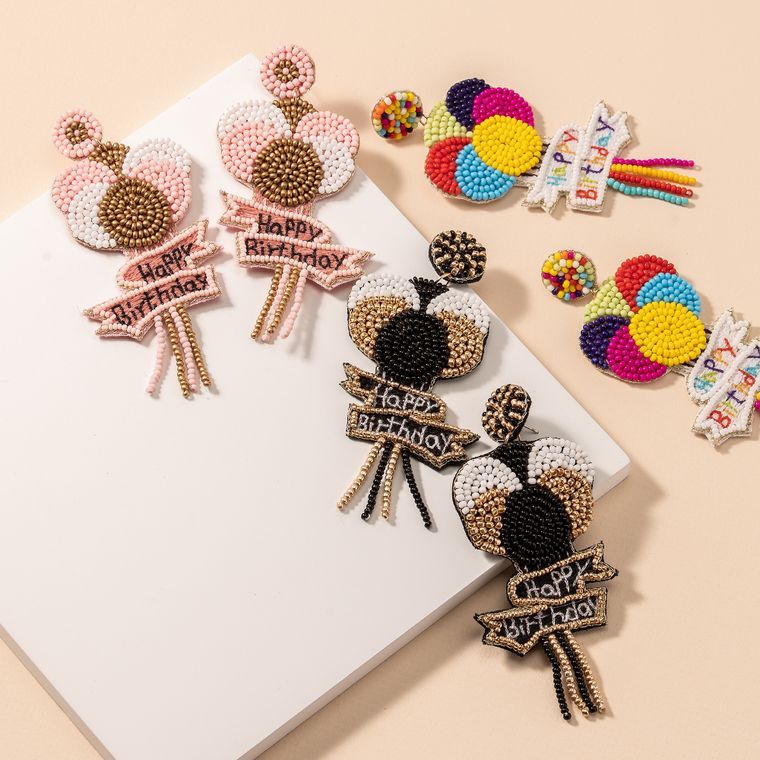 Seed Bead Birthday Balloons Earrings