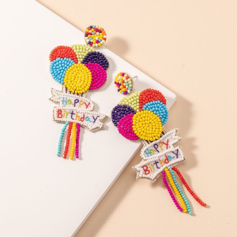 Seed Bead Birthday Balloons Earrings