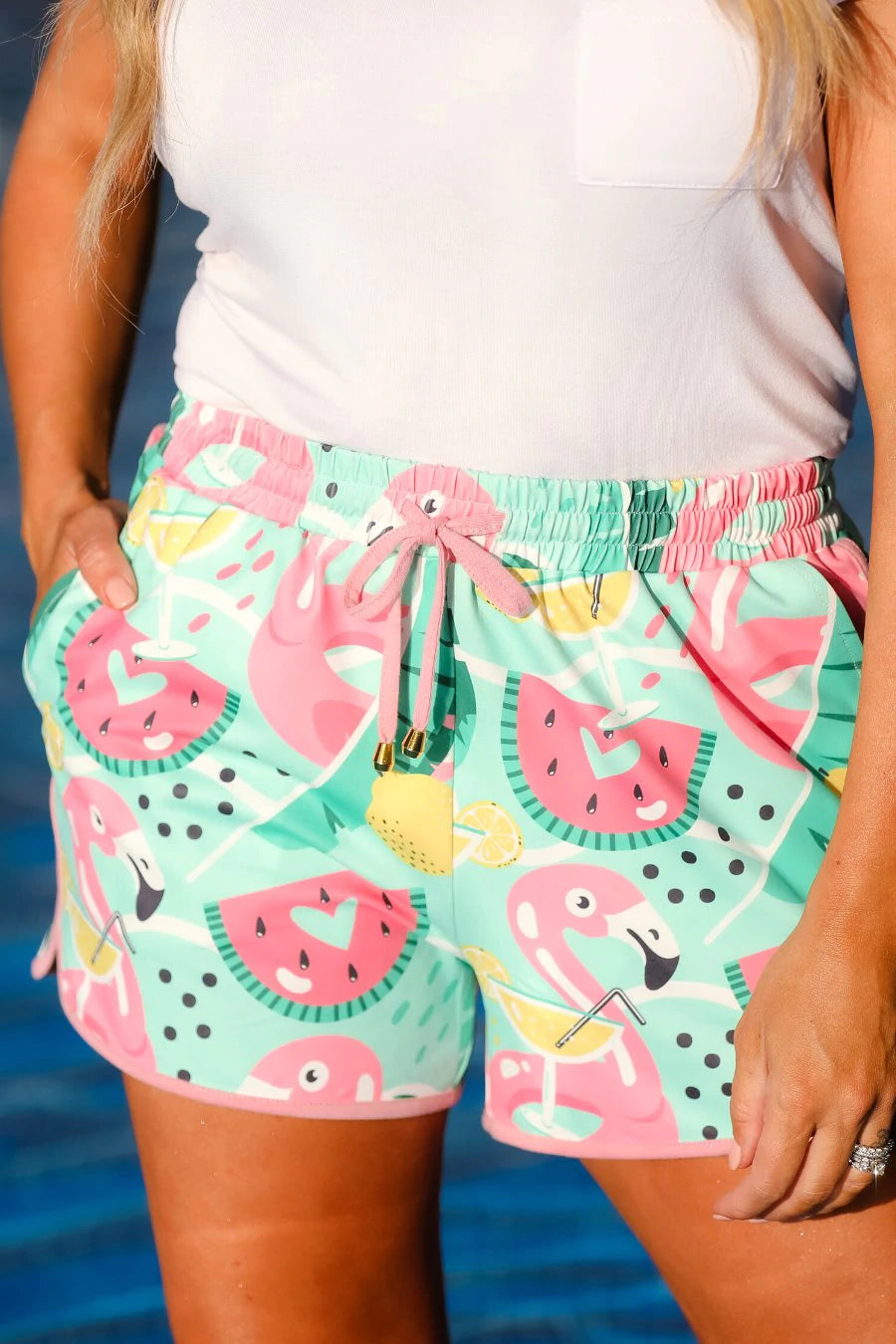 Pool Party Flamingo Floatie Shorts